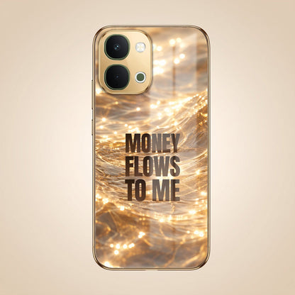 Vivo T5x 5G Money Flows To Me Gold Electroplated Glass Phone Back Case