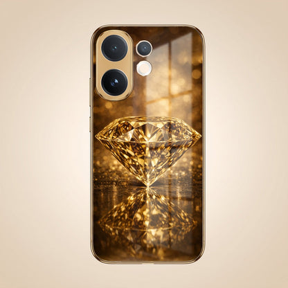 Vivo V60 5G Golden Diamond Gold Electroplated Glass Phone Back Case