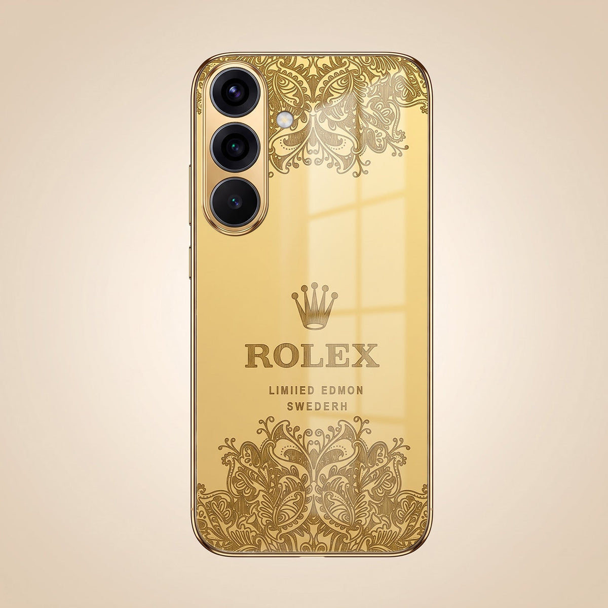 Samsung Galaxy A36 5G Rolex Crown Gold Electroplated Glass Phone Back Case
