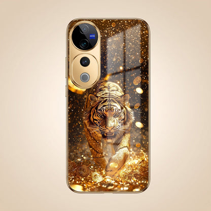 Vivo V40 Pro 5G Luxury Tiger Gold Electroplated Glass Case