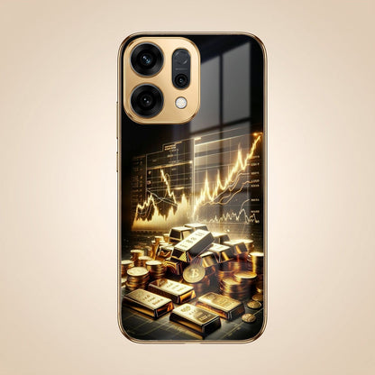 Oppo Reno 14 5G Luxury Wealth Trader Gold Electroplated Glass Phone Back Case