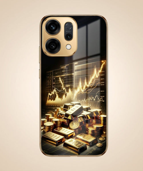 Oppo Reno 14 5G Luxury Wealth Trader Gold Electroplated Glass Phone Back Case