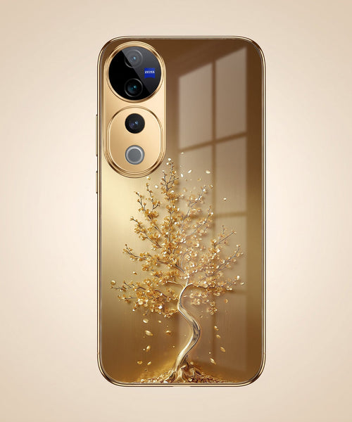 Vivo V40 Pro 5G Golden Tree Gold Electroplated Glass Phone Back Case