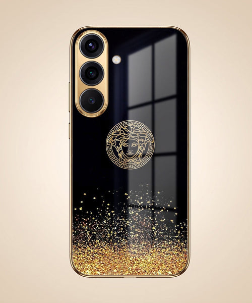 Samsung Galaxy A56 5G Medusa Head Gold Electroplated Glass Phone Back Case