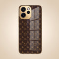 Oppo Reno 15 Pro Mini 5G Luxury Monogram Brown Gold Electroplated Glass Phone Back Case
