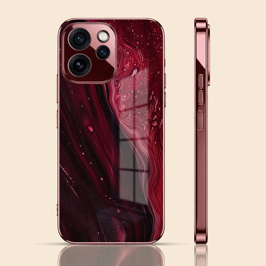 Oppo Reno 15 Pro Mini 5G Marble Burgundy Electroplated Glass Back Case