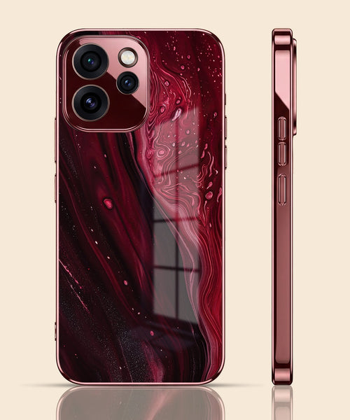 Oppo Reno 15 Pro Mini 5G Marble Burgundy Electroplated Glass Back Case