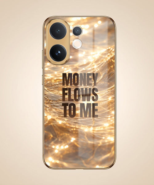 Vivo V60 5G Money Flows To Me Gold Electroplated Glass Phone Back Case