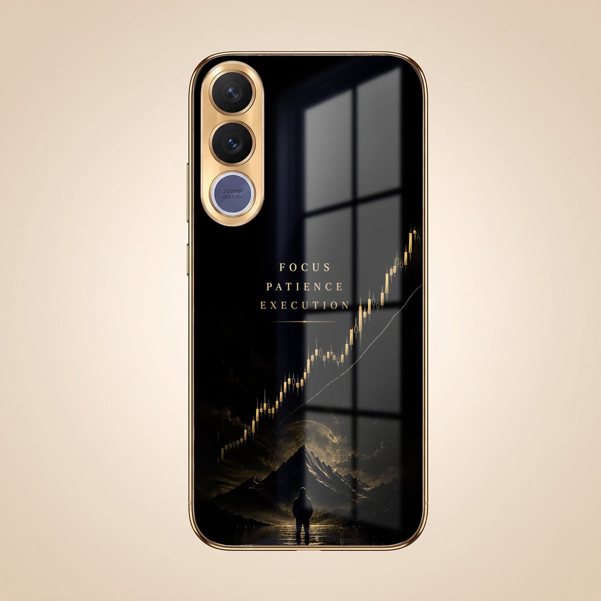 Vivo V70 FE 5G Focus Gold Electroplated Glass Phone Back Case