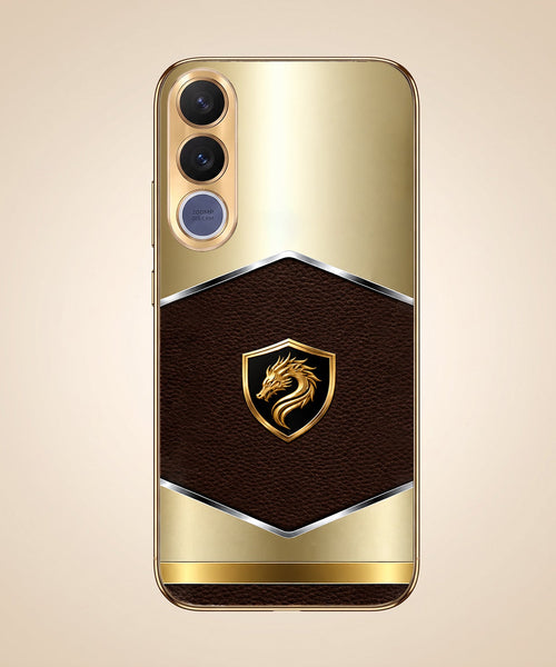Vivo V70 FE 5G Dragon Crest Gold Electroplated Glass Phone Back Case