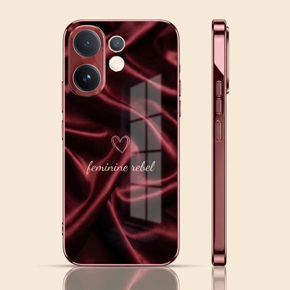 Vivo V60 5G Feminine Rebel Burgundy Electroplated Glass Back Case