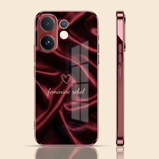 Vivo V60 5G Feminine Rebel Burgundy Electroplated Glass Back Case