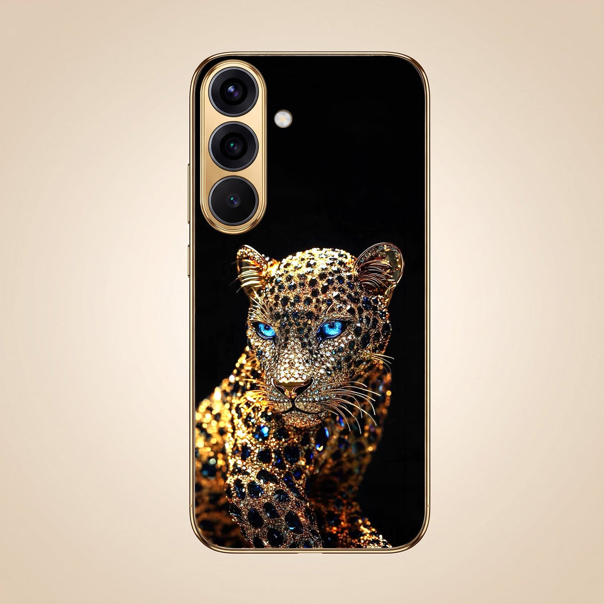 Samsung Galaxy A56 5G Panther Gold Electroplated Glass Phone Back Case