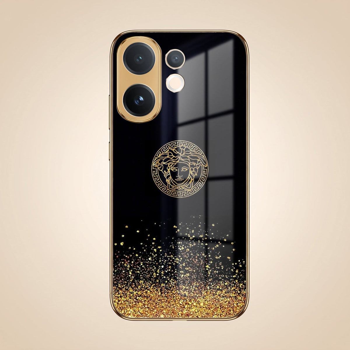 Vivo V60 5G Medusa Head Gold Electroplated Glass Phone Back Case