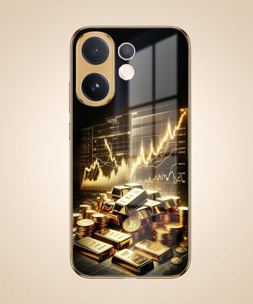 Vivo V60 5G Luxury Wealth Trader Gold Electroplated Glass Phone Back Case