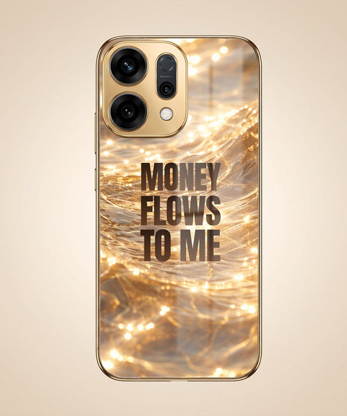 Oppo Reno 14 5G Money Flows To Me Gold Electroplated Glass Phone Back Case