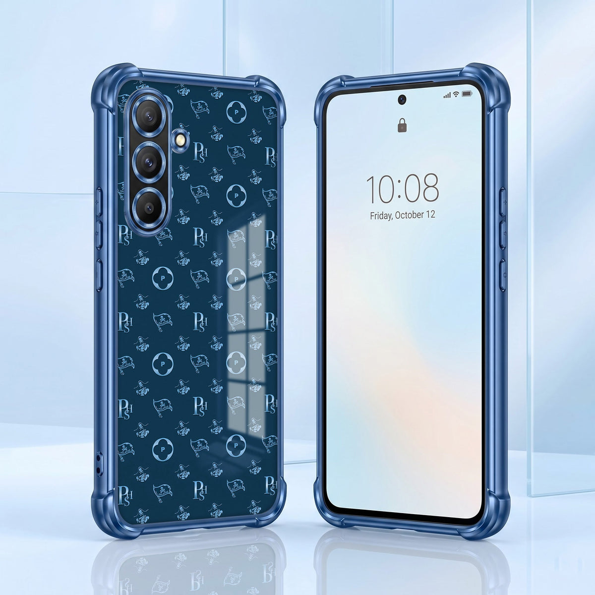 Samsung Galaxy A56 5G Luxury Monogram Blue Airbags Printed Back Case