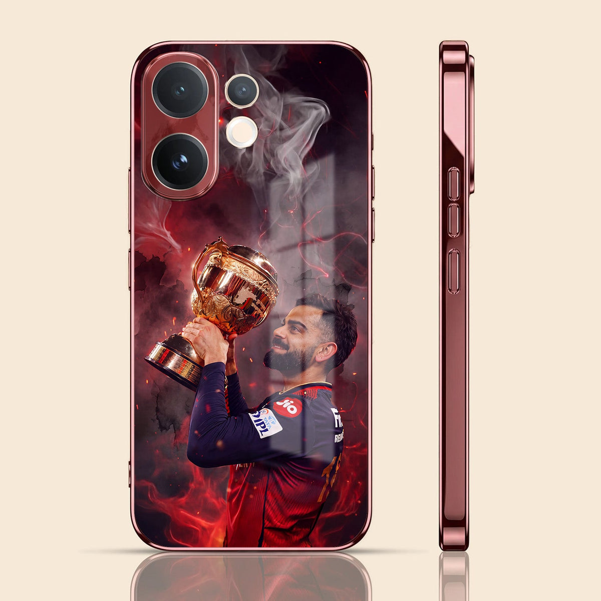 Vivo V60 5G Virat Kohli Burgundy Electroplated Glass Back Case