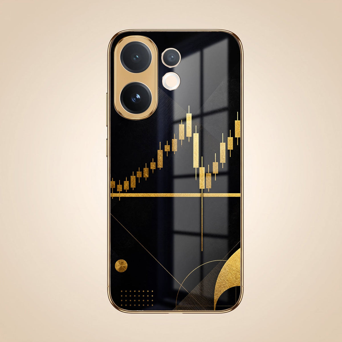 Vivo V60 5G Trading Candles Gold Electroplated Glass Phone Back Case