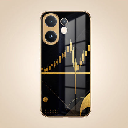 Vivo V60 5G Trading Candles Gold Electroplated Glass Phone Back Case