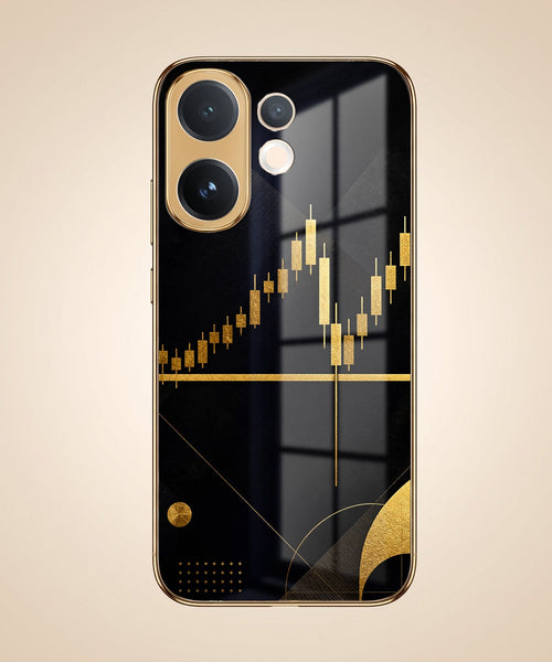 Vivo V60 5G Trading Candles Gold Electroplated Glass Phone Back Case