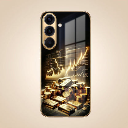Samsung Galaxy A56 5G Luxury Wealth Trader Gold Electroplated Glass Phone Back Case