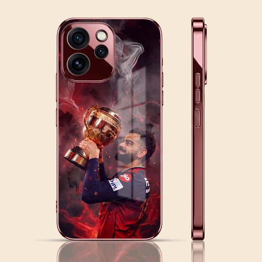 Oppo Reno 15 Pro Mini 5G Virat Kohli Burgundy Electroplated Glass Back Case