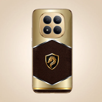 Redmi Note 15 Pro+ 5G Dragon Crest Gold Electroplated Glass Phone Back Case