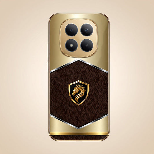 Redmi Note 15 Pro+ 5G Dragon Crest Gold Electroplated Glass Phone Back Case