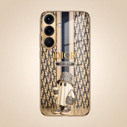 Samsung Galaxy A36 5G Luxury Dior Gold Electroplated Glass Phone Back Case
