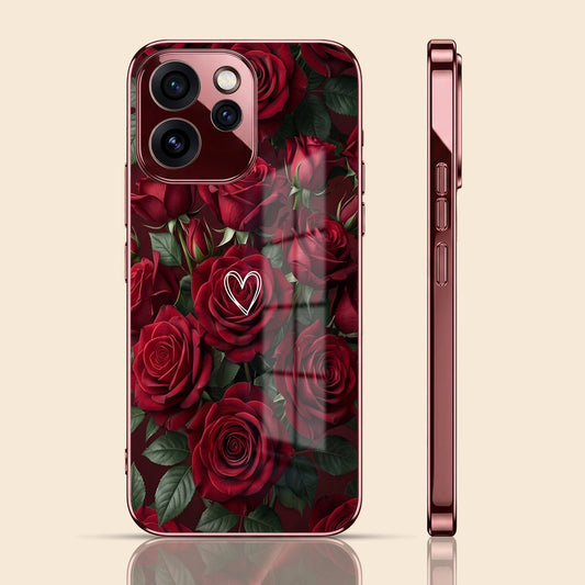 Oppo Reno 15 Pro Mini 5G Rose Heart Burgundy Electroplated Glass Back Case