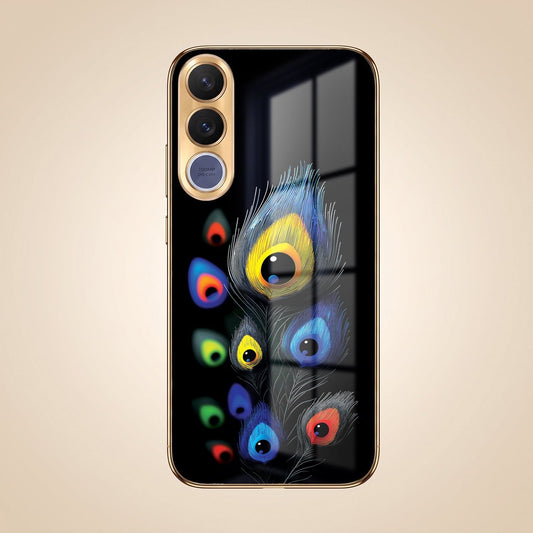 Vivo V70 FE 5G Multi-Feather Peacock Gold Electroplated Glass Phone Back Case
