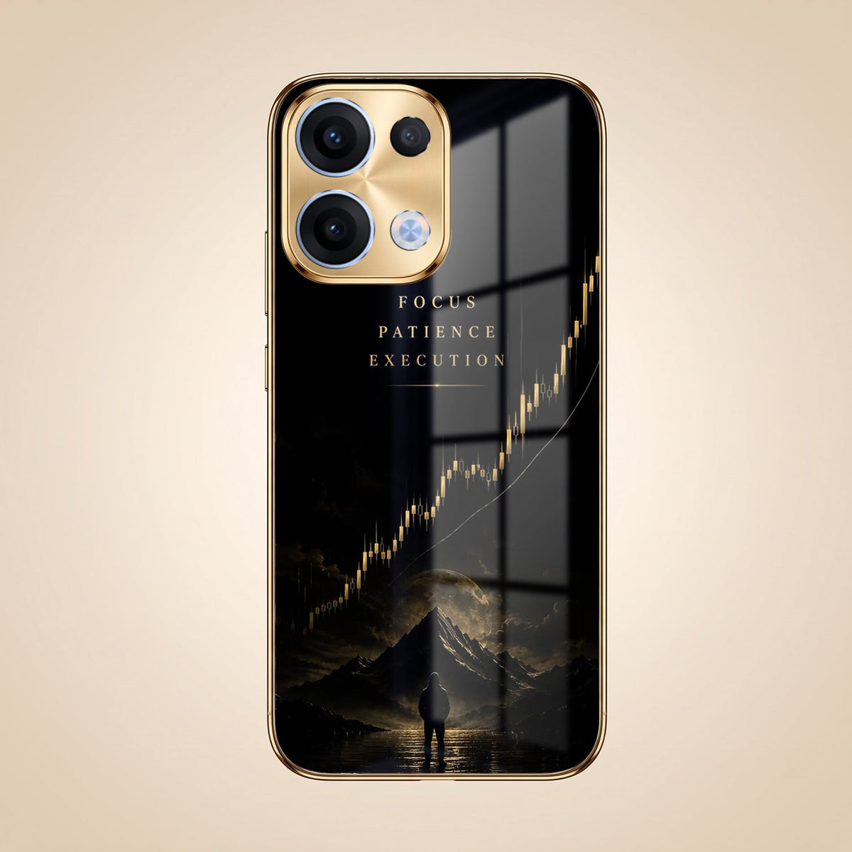 Oppo Reno 13 5G Focus Electroplated Gold Electroplated Glass Phone Back Case