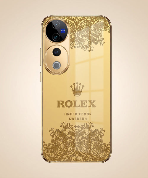 Vivo V40 Pro 5G Rolex Crown Gold Electroplated Glass Phone Back Case