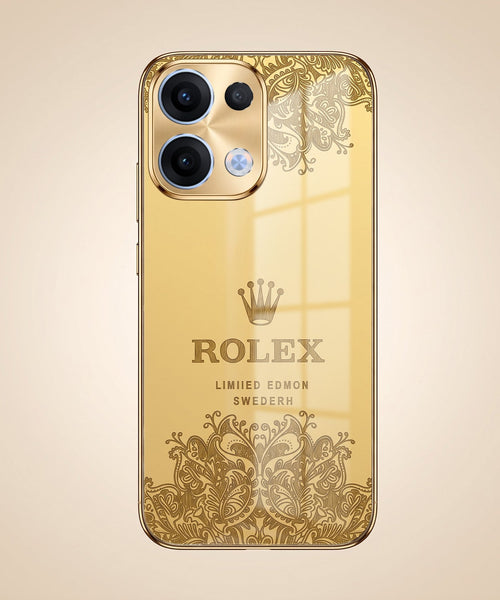 Oppo Reno 13 5G Rolex Crown Gold Electroplated Glass Phone Back Case