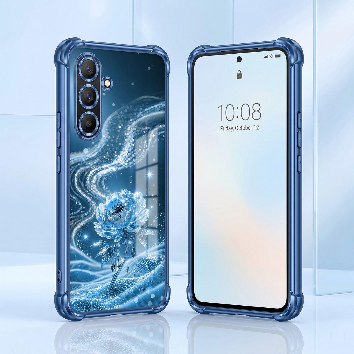 Samsung Galaxy A56 5G Blue Rose Airbags Printed Back Case