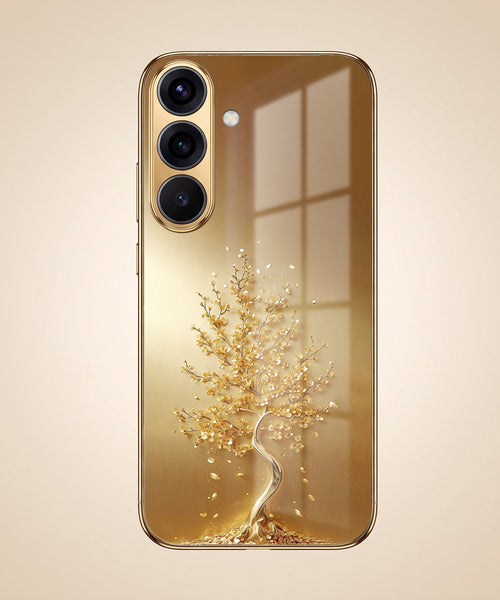 Samsung Galaxy A36 5G Golden Tree Gold Electroplated Glass Phone Back Case