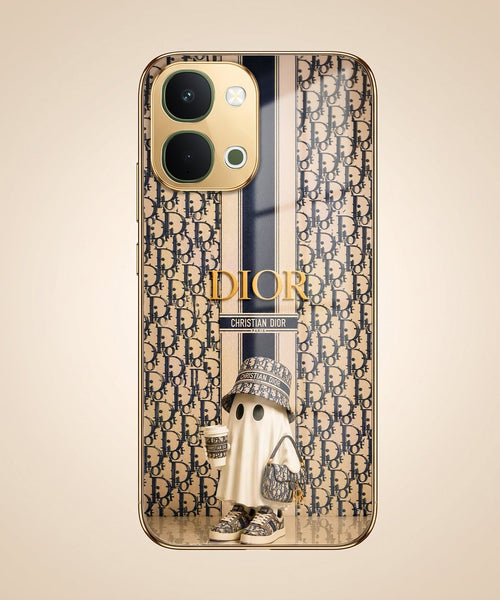 Vivo T5x 5G Luxury Dior Gold Electroplated Glass Phone Back Case