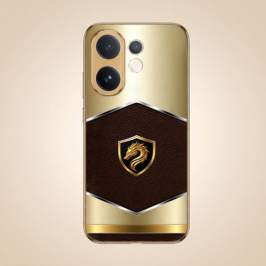 Vivo V60e 5G Dragon Crest Gold Electroplated Glass Phone Back Case