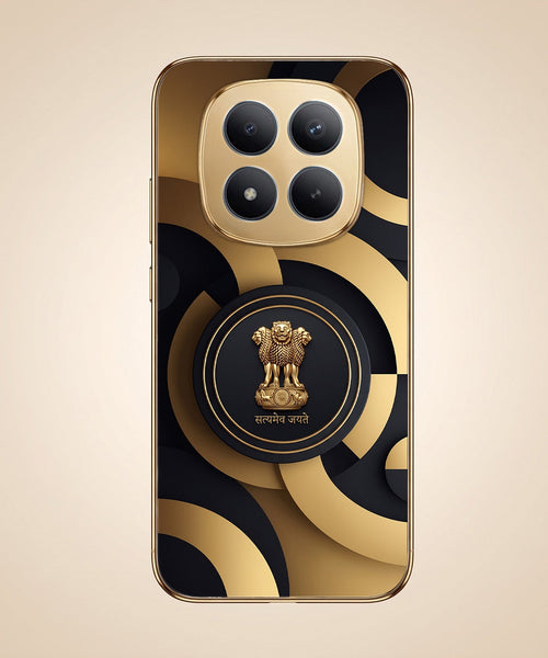 Redmi Note 15 Pro+ 5G Royal Emblem Gold Electroplated Glass Phone Back Case