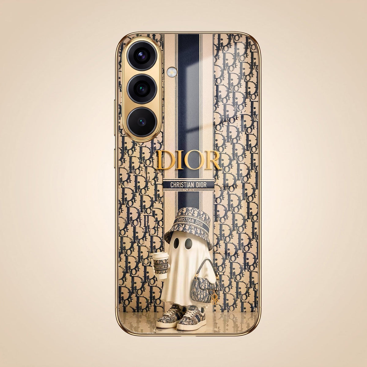 Samsung Galaxy A56 5G Luxury Dior Gold Electroplated Glass Phone Back Case