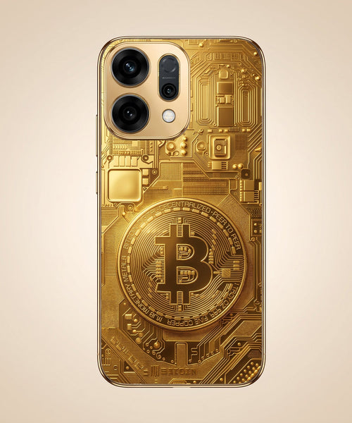 Oppo Reno 14 5G Bitcoin Gold Electroplated Glass Phone Back Case