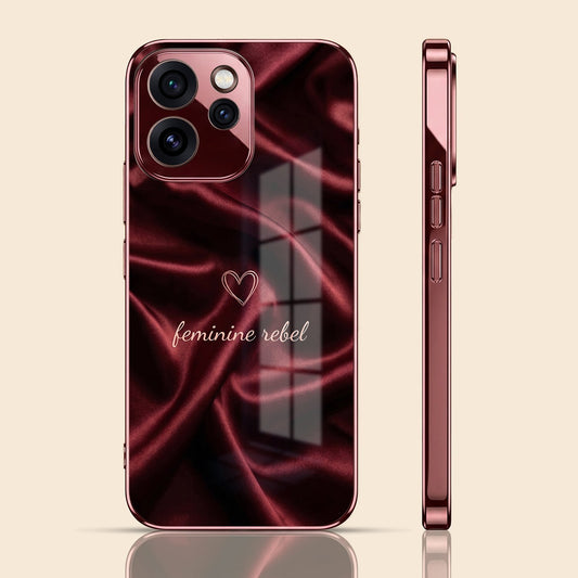 Oppo Reno 15 Pro Mini 5G Feminine Rebel Burgundy Electroplated Glass Back Case