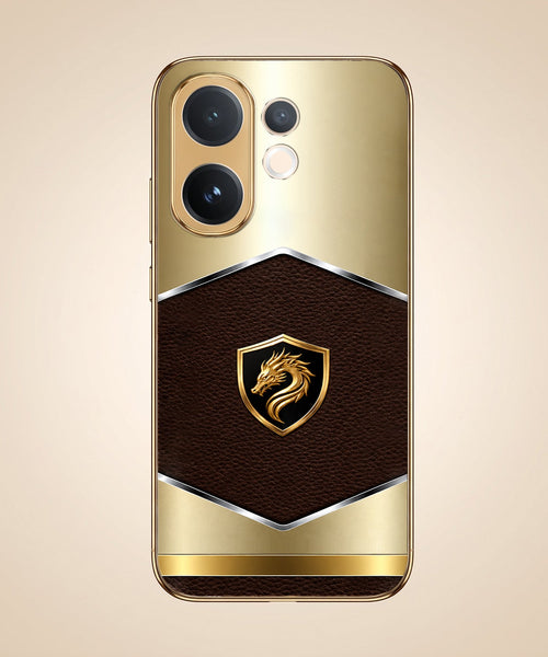 Vivo V60 5G Dragon Crest Gold Electroplated Glass Phone Back Case