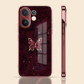 Vivo V60 5G Butterfly Burgundy Electroplated Glass Back Case