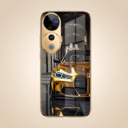 Vivo V40 Pro 5G Golden BMW Gold Electroplated Glass Phone Back Case
