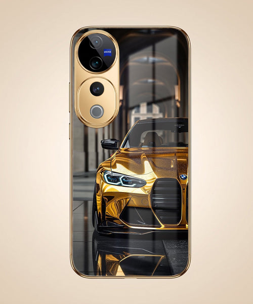 Vivo V40 Pro 5G Golden BMW Gold Electroplated Glass Phone Back Case