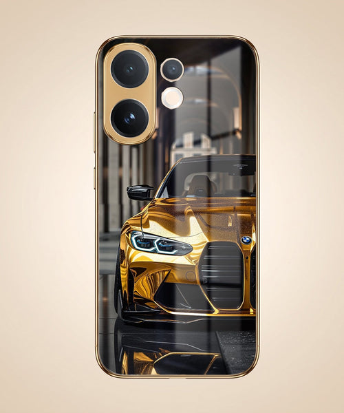 Vivo V60 5G Golden BMW Gold Electroplated Glass Phone Back Case