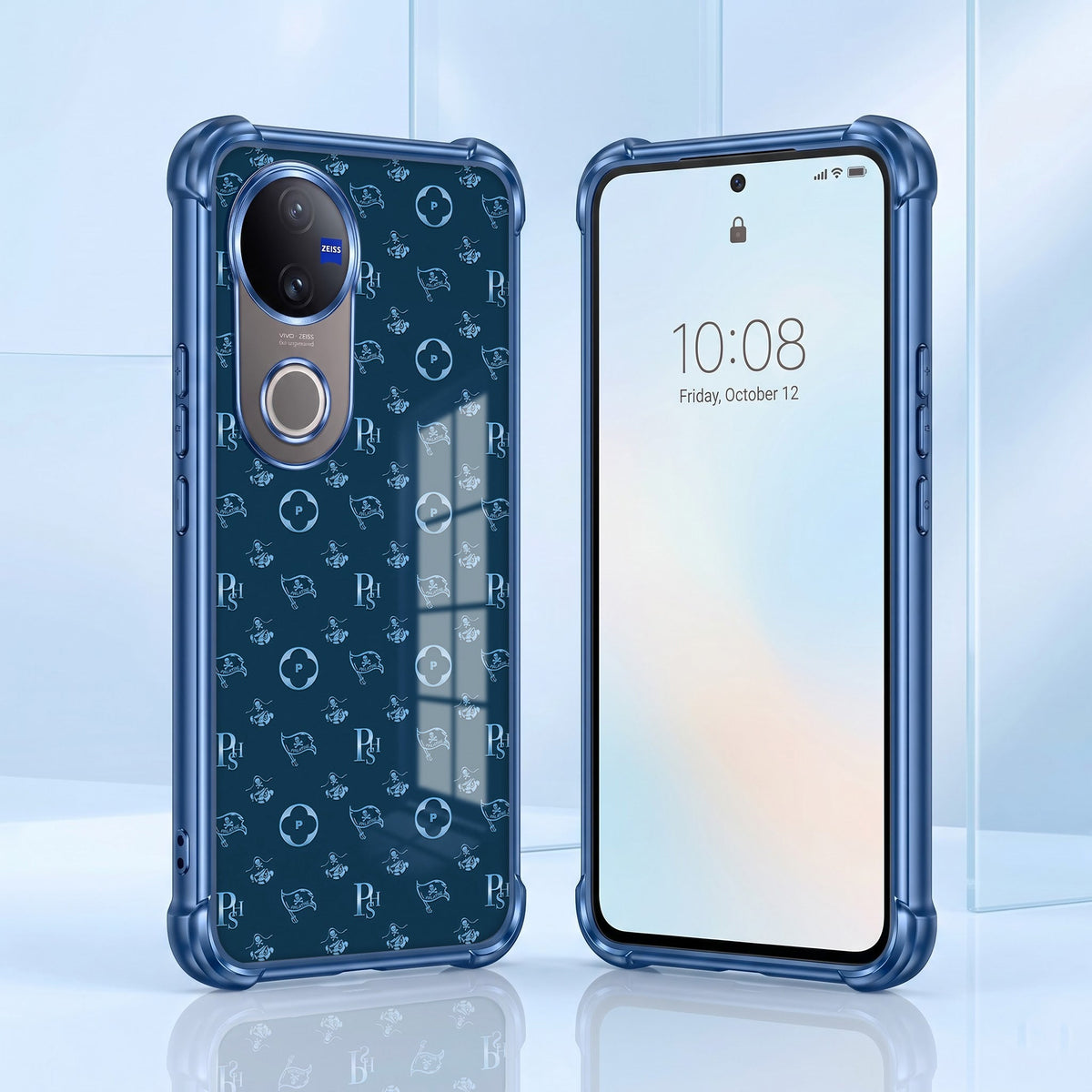 Vivo V50 5G Luxury Monogram Blue Airbags Printed Back Case