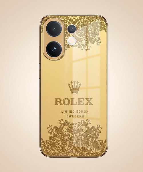 Vivo V60 5G Rolex Crown Gold Electroplated Glass Phone Back Case